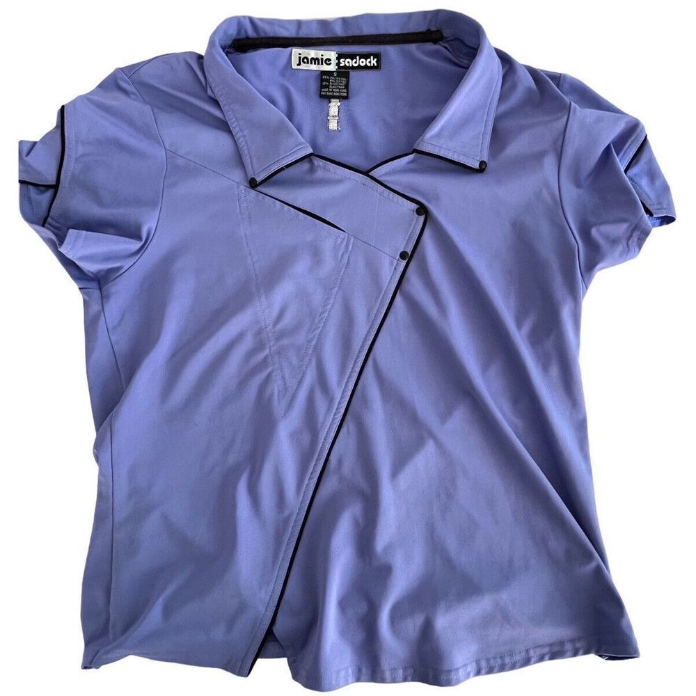 Jamie Sadock Top Womens S Purple With Black Golf Short Sleeve V Neck Polo Shirt - Picture 7 of 7